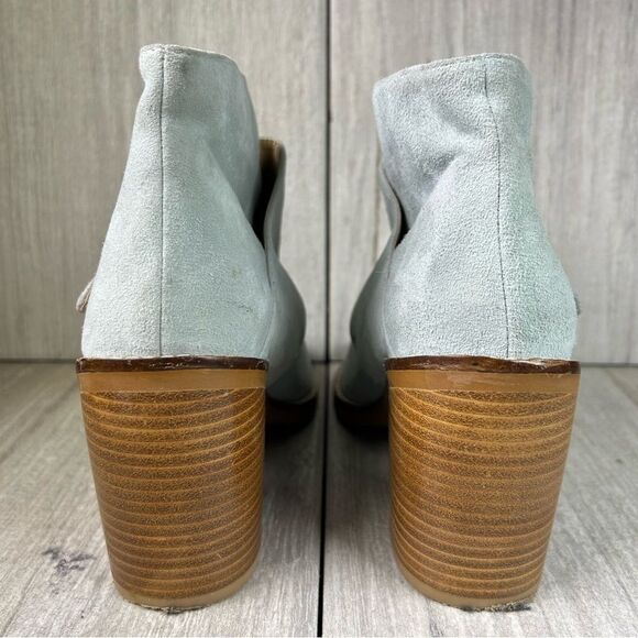 Shelly’s London Blue Suede Leather Ankle Booties Strap Block Heel Women's Size 7 - Picture 7 of 10